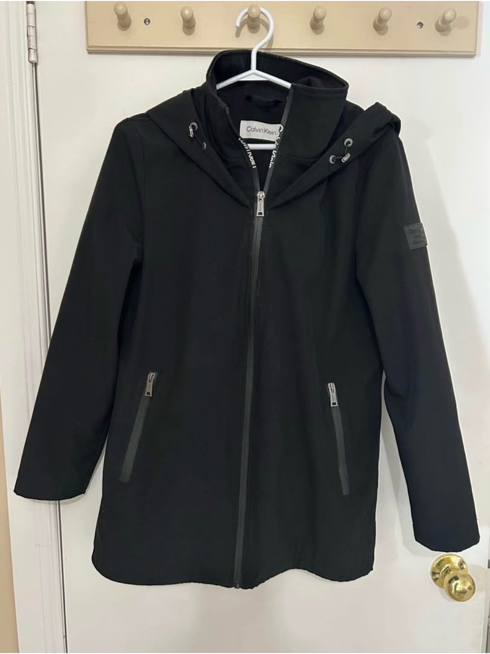 Calvin Klein Women's Black Hooded Rain Jacket